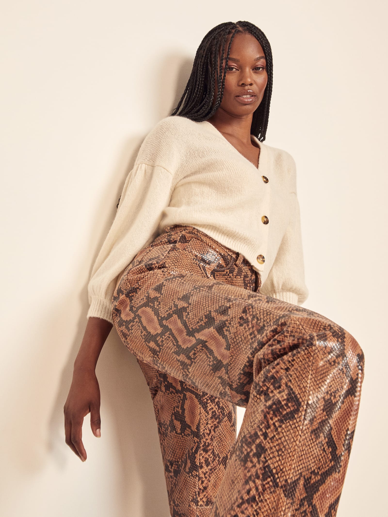 Via Puff Sleeve Cardigan Sustainable Sweaters Reformation