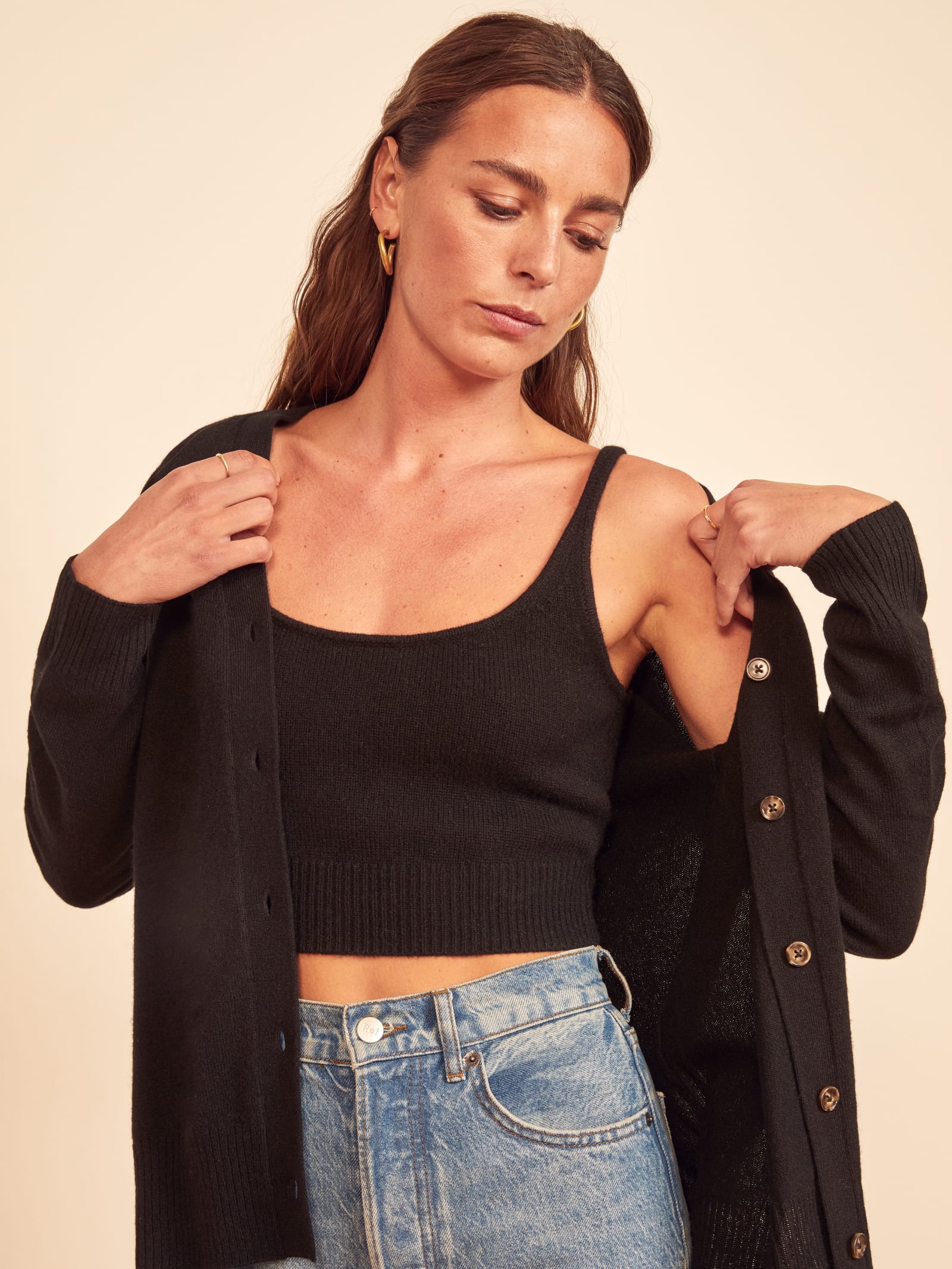 black boyfriend cardigan with buttons