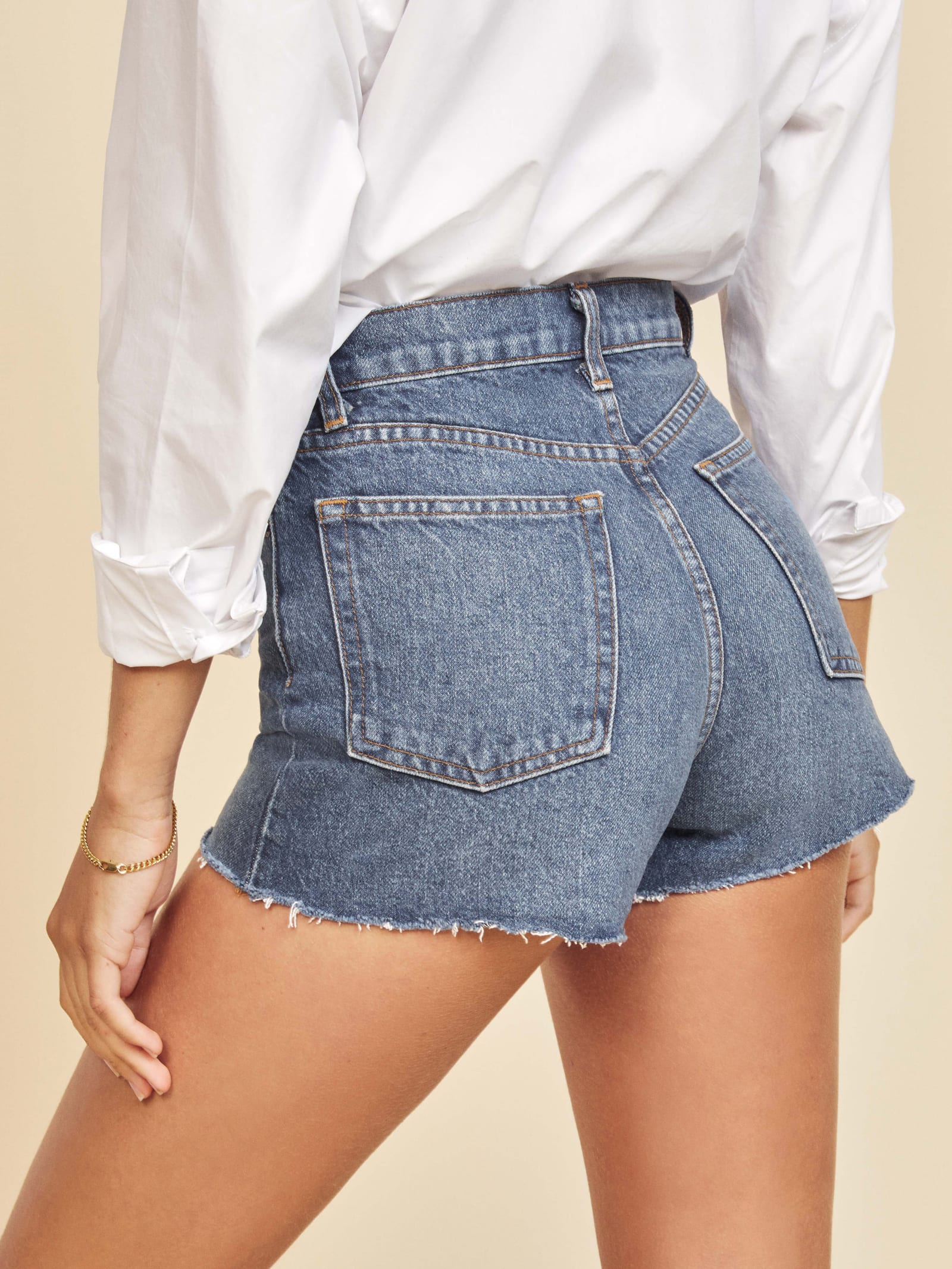 reformation jean shorts