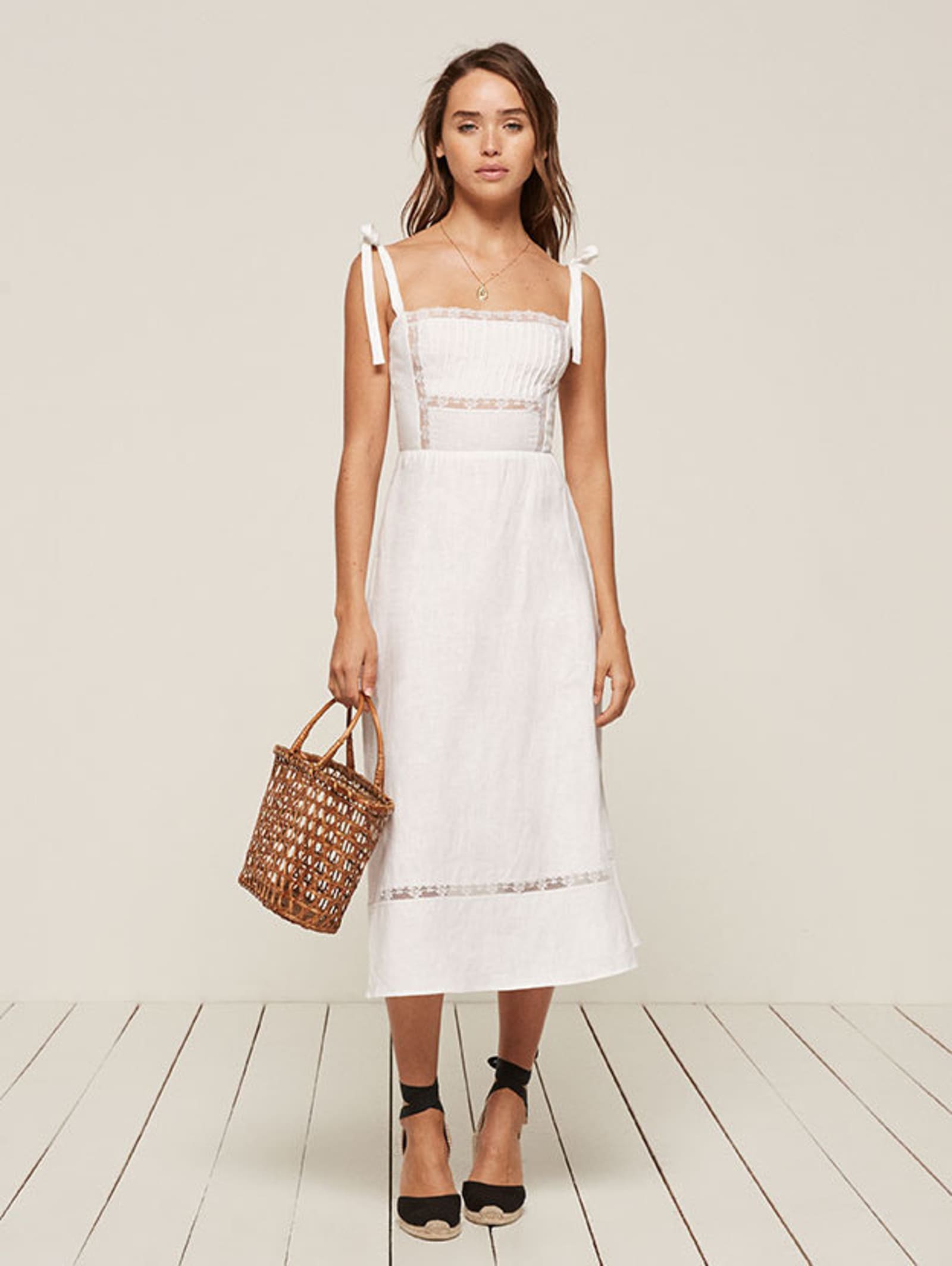 reformation white linen dress