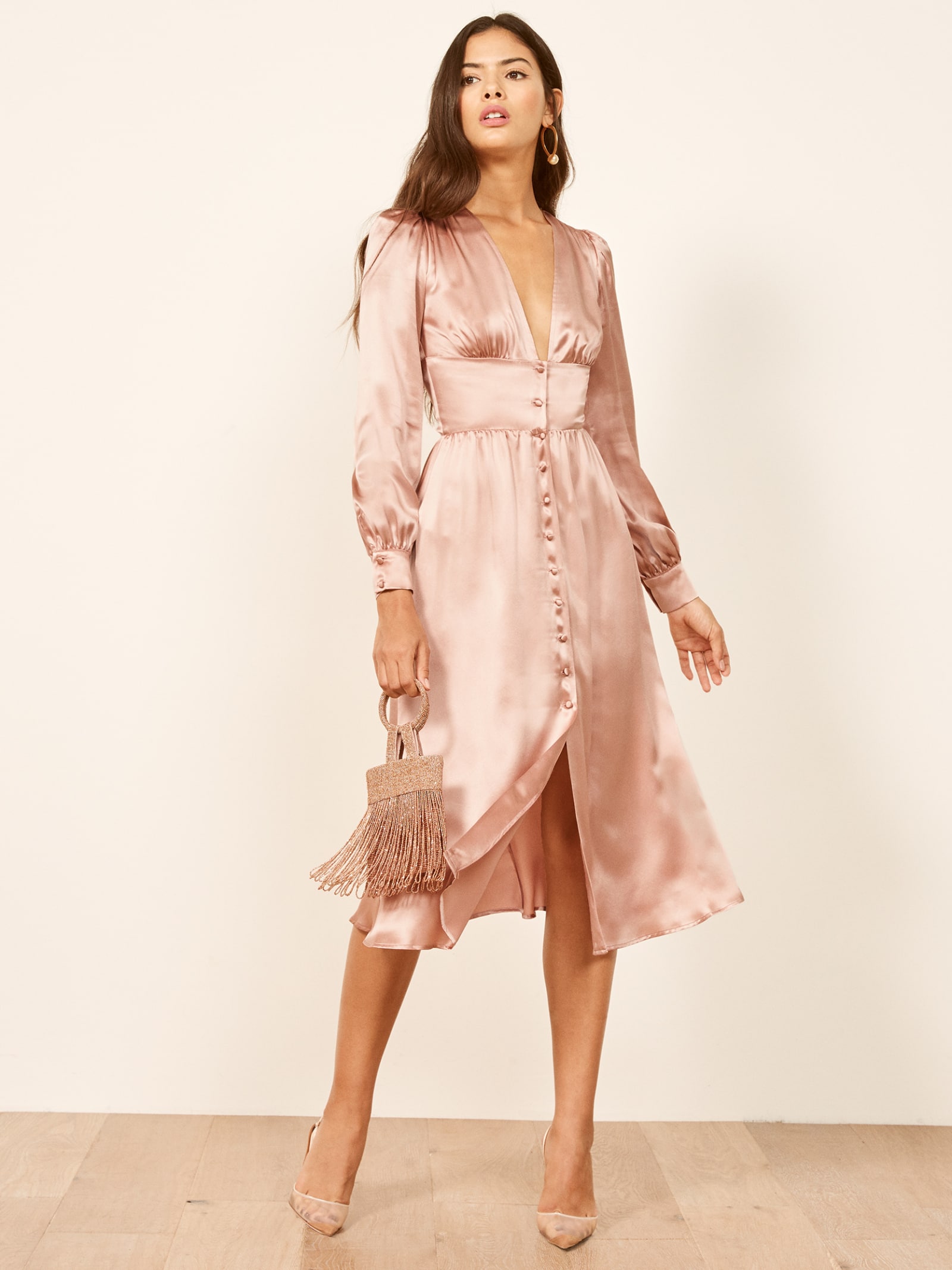 reformation pink dress