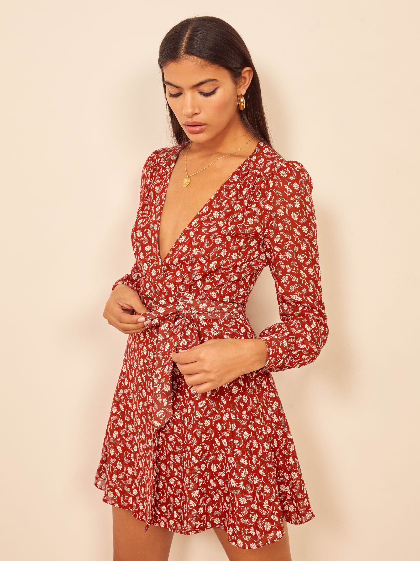 reformation red wrap dress