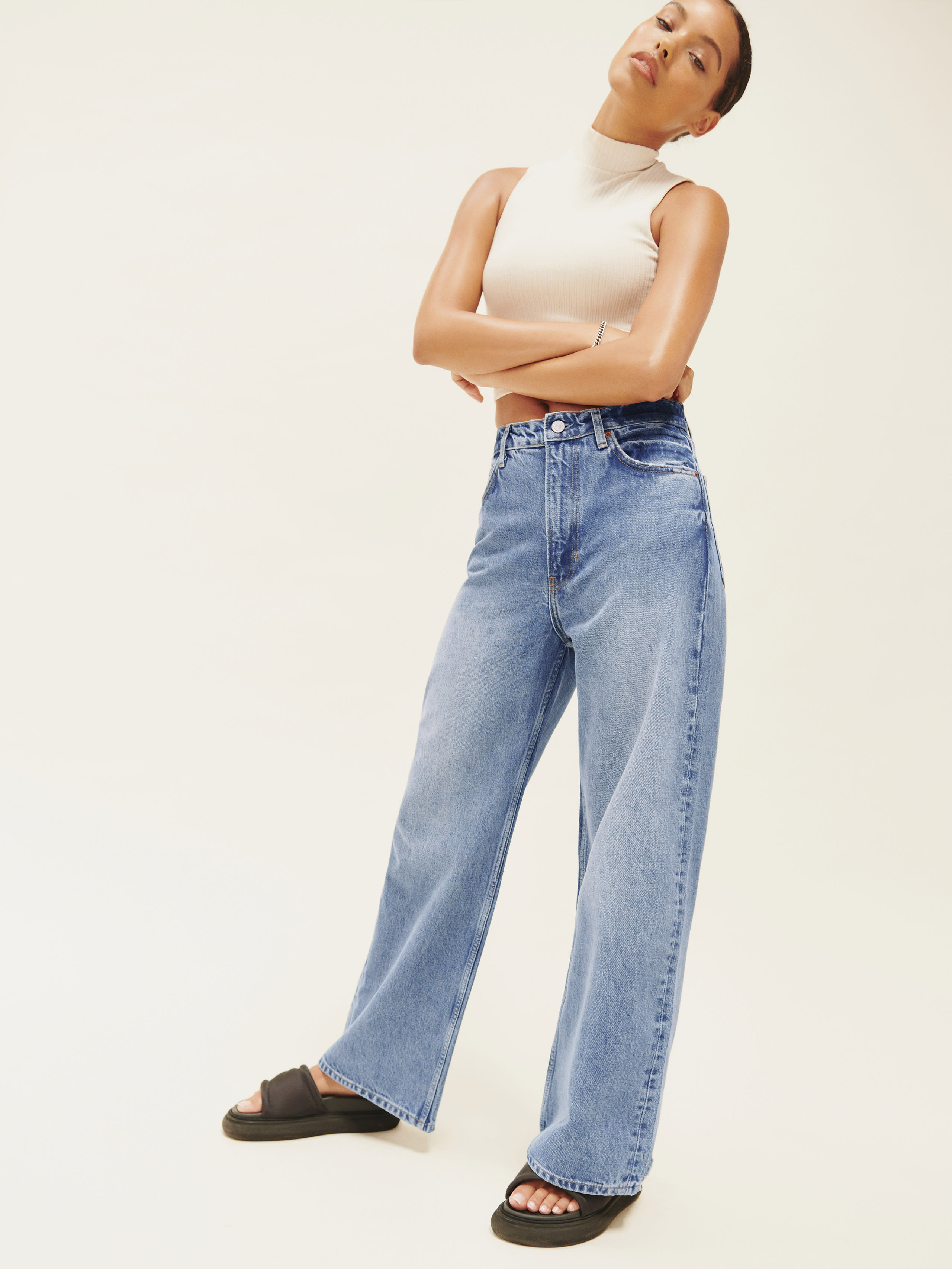 Wilder High Rise Wide Leg Cropped Jeans Reformation