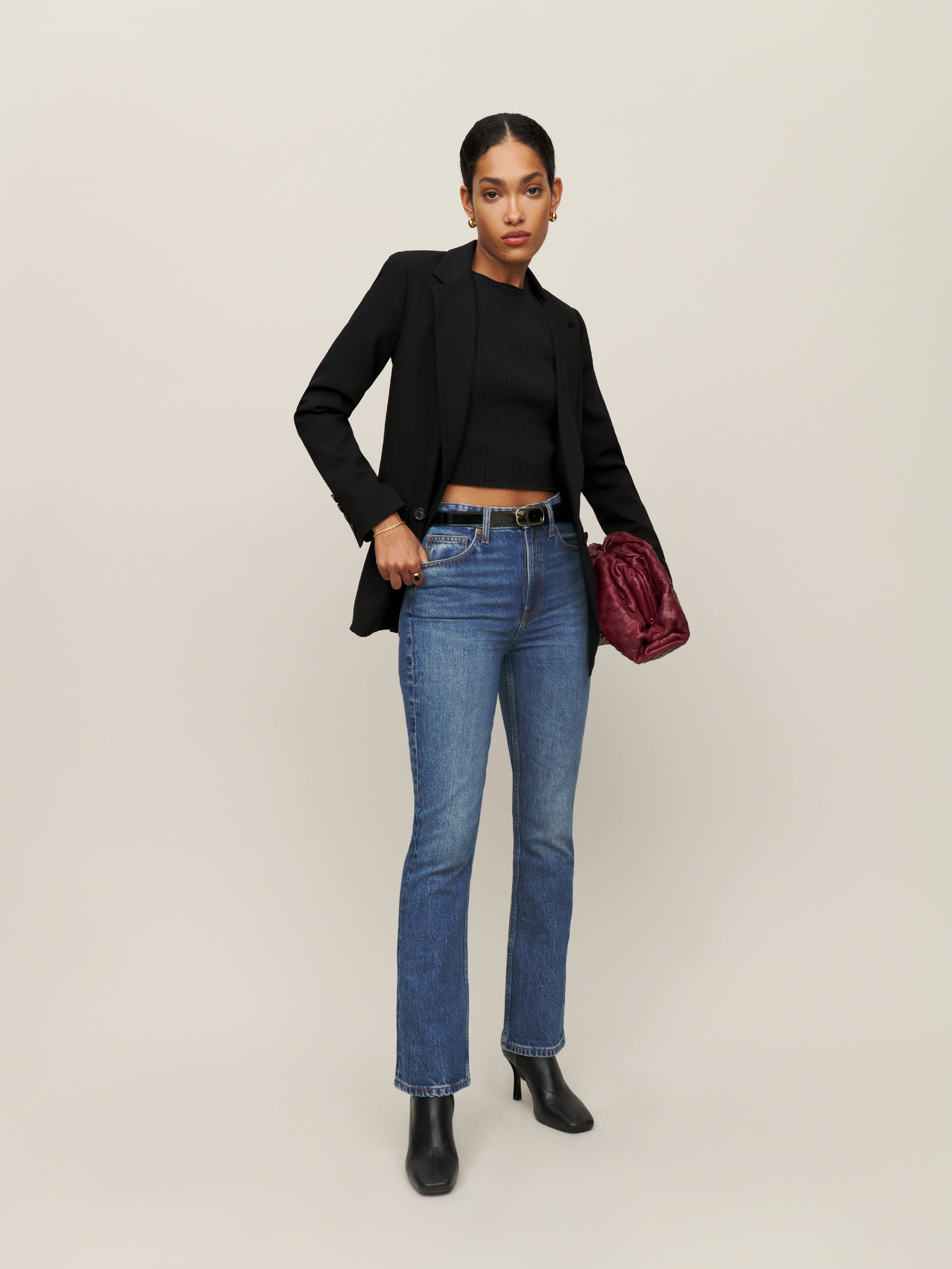 Peyton High Rise Bootcut Cropped Jeans Reformation