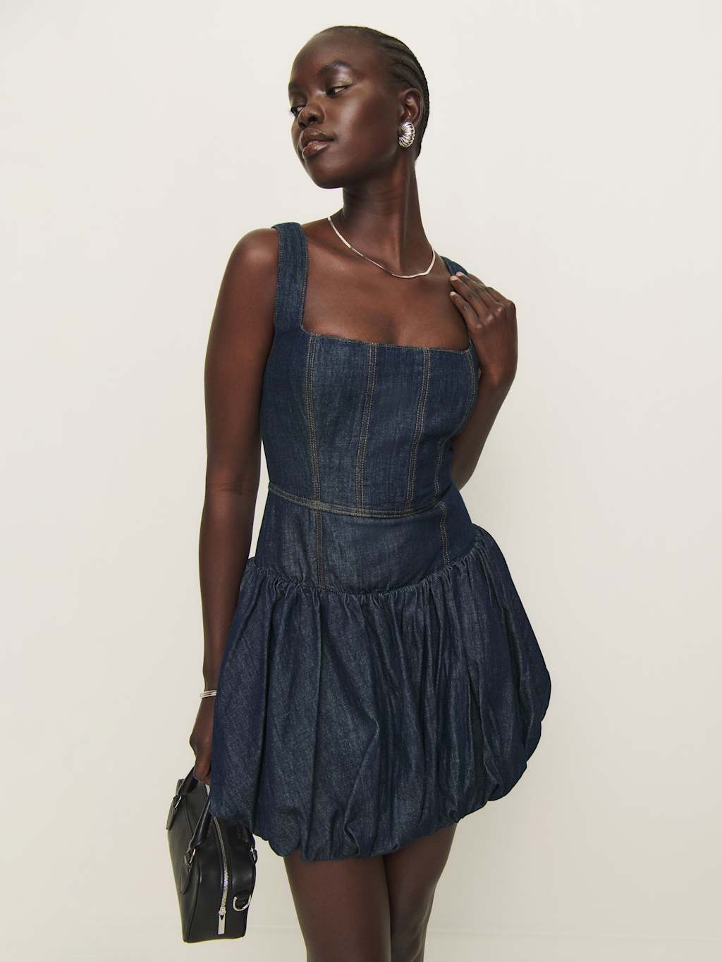 Delia Denim Mini Dress by Reformation