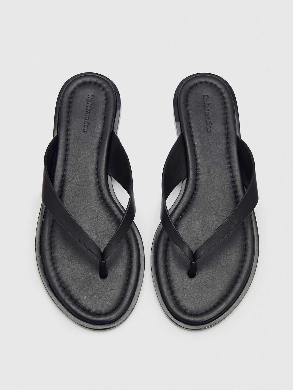 Reformation Jessie black leather thong sandal