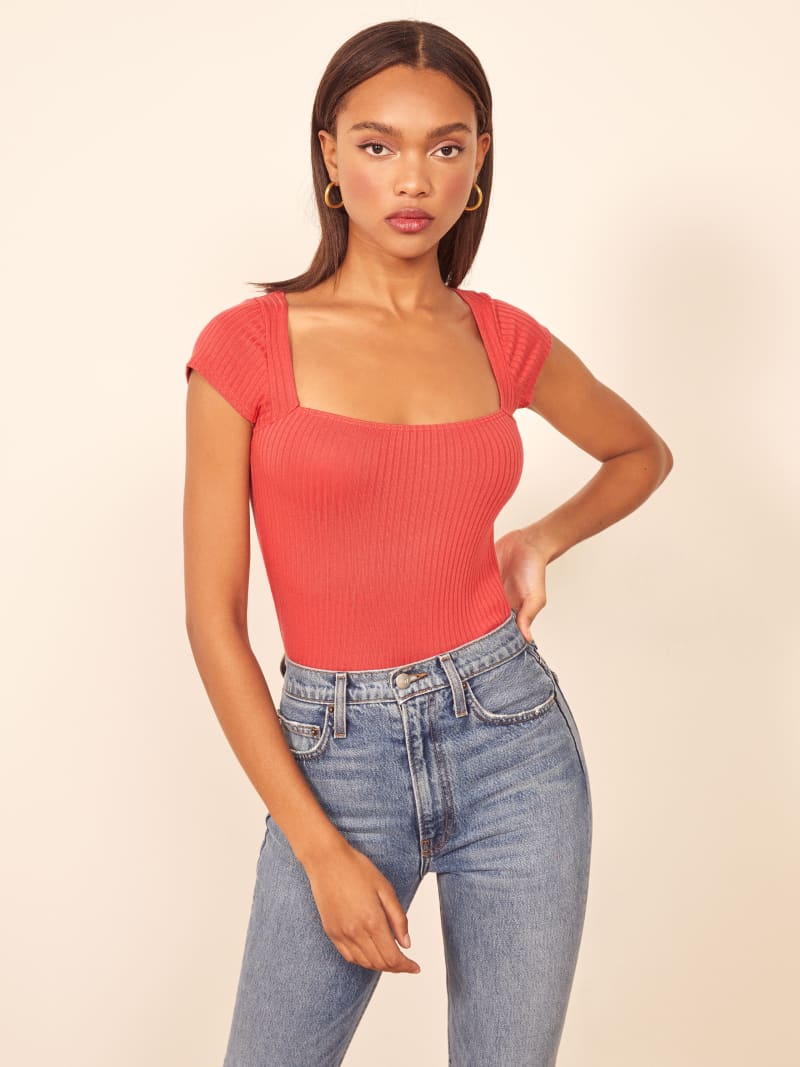 Bardot Ribbed Knit Top