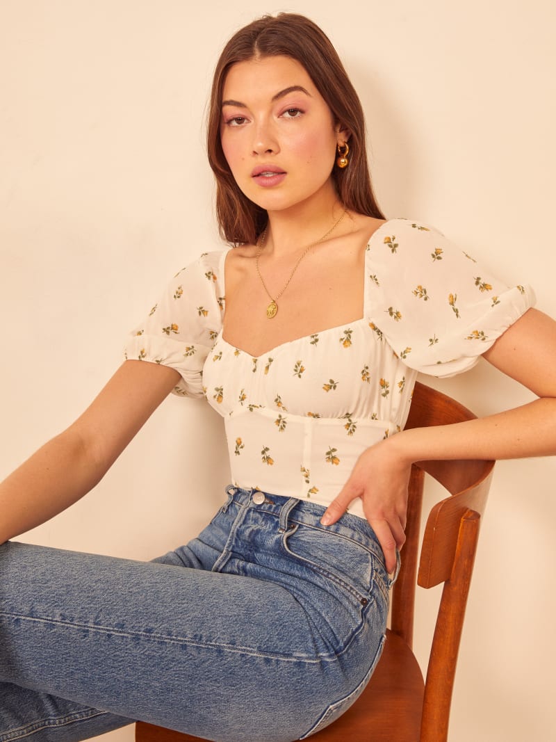 reformation rosebud top