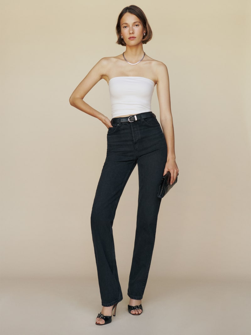 Cynthia High Rise Straight Long Jeans