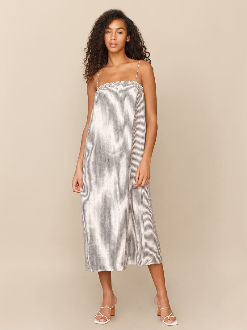 reformation lambert linen dress Reformation Clement Linen Side-Slit Midi Dress