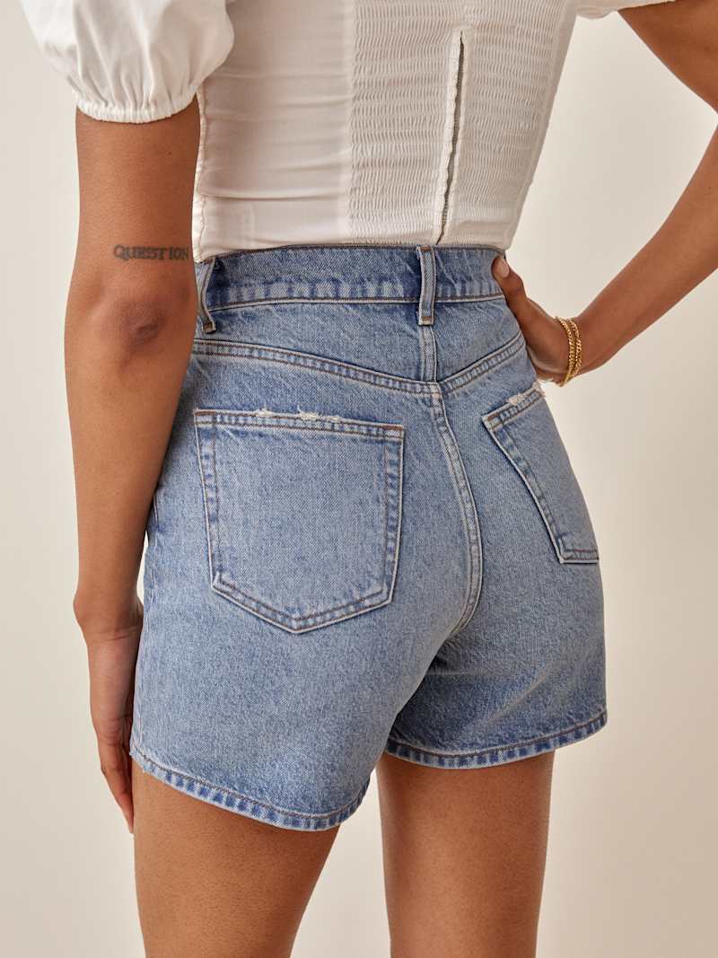Amy Button Fly High Rise Jean Shorts