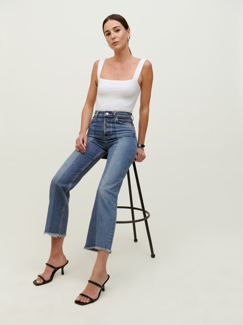 Reconstructed High Rise Straight Jeans