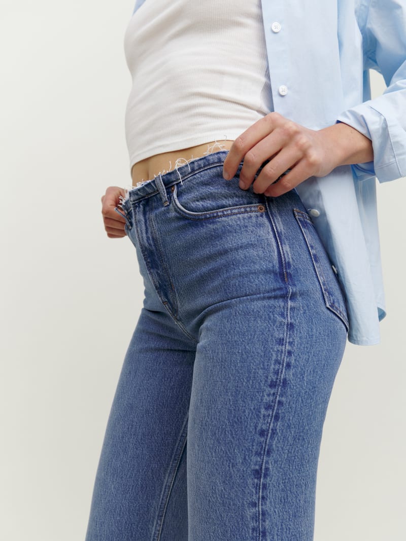 Mariah Cut Off Waistband Straight Jeans - Sustainable Denim