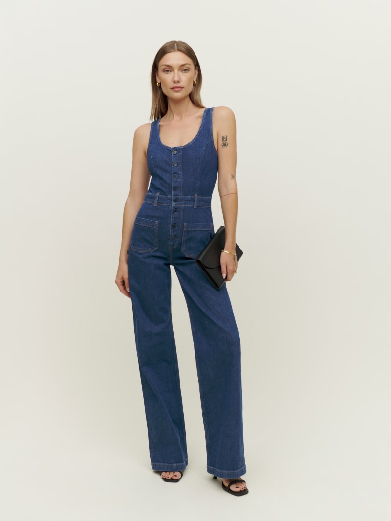 Bcbg top denim jumpsuit