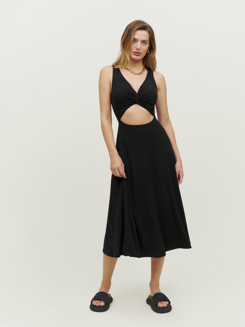 reformation amber knit dress Reformation Amber Knit Midi Dress In Kalamata Olive - 70% Off