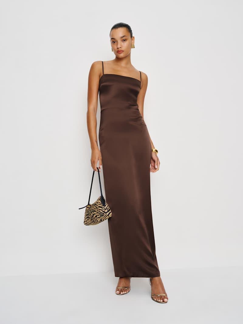frankie silk dress Ivory Sequin Rodeo Reformation - Frankie