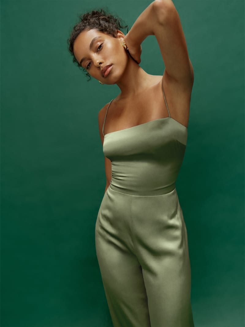 Reformation green jumpsuit deals