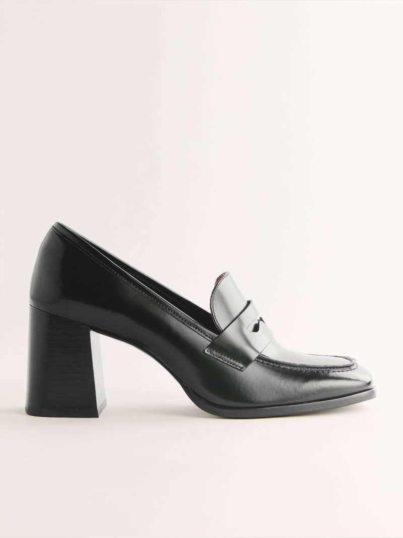Black block online heel loafers