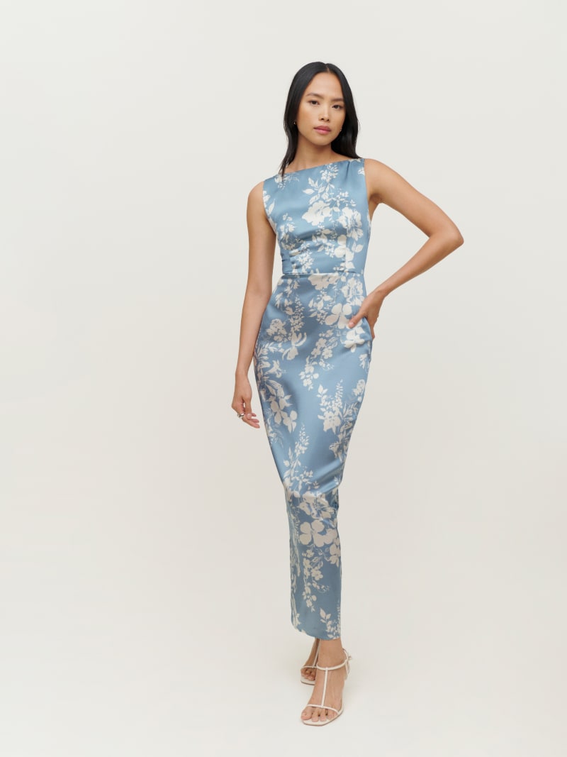 zya silk dress reformation Reformation Zya Silk Midi Dress - Green