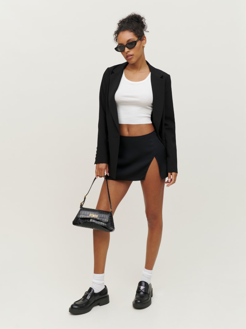 Reformation black mini skirt hot sale