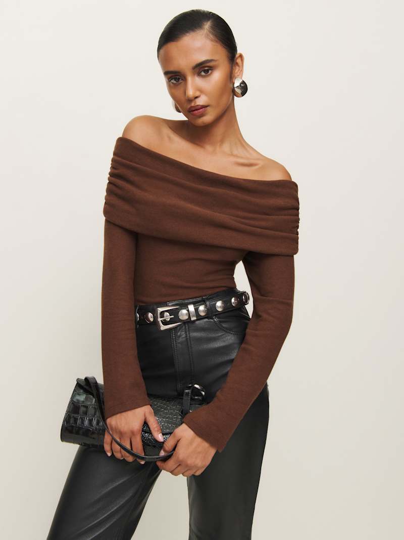 rib knit midi dress long sleeve Taupe Ribbed Midi Dress main image 0