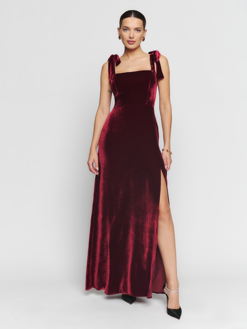 Reformation red velvet hotsell dress