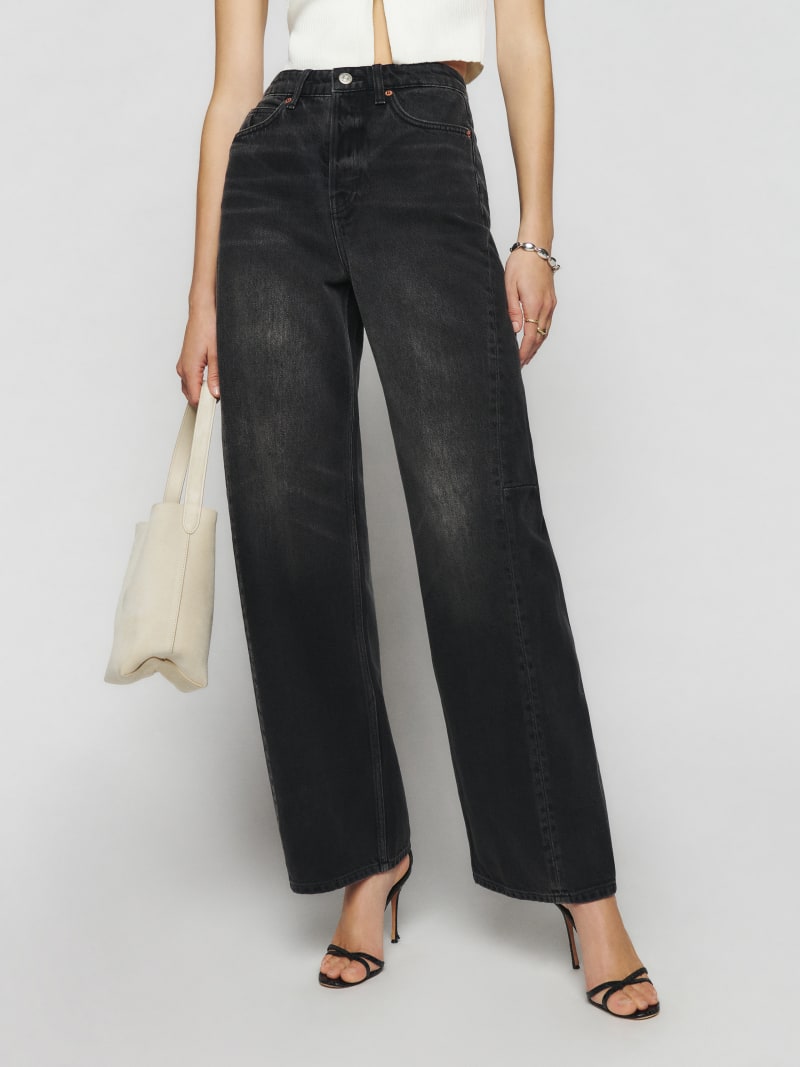 Alanis Mid Rise Barrel Leg Jeans