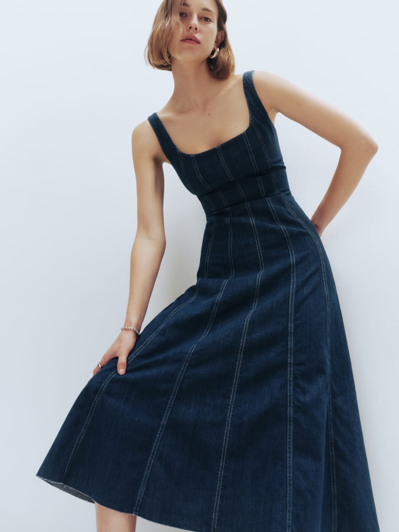 Denim dress reformation cheap