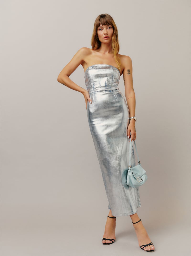 Reformation silver dress top