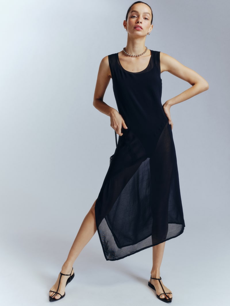 Jil Sander Ca 1990 Striking Maxi Strap Dress in a Black
