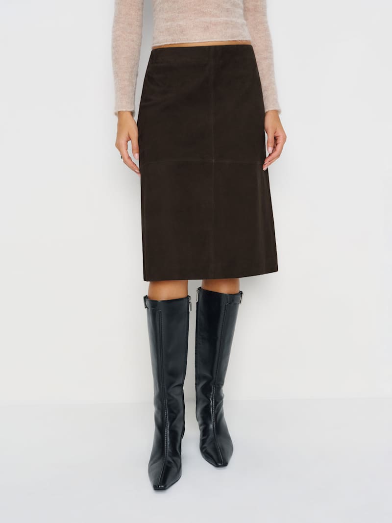 Veda Barrow Leather Low Waist Skirt