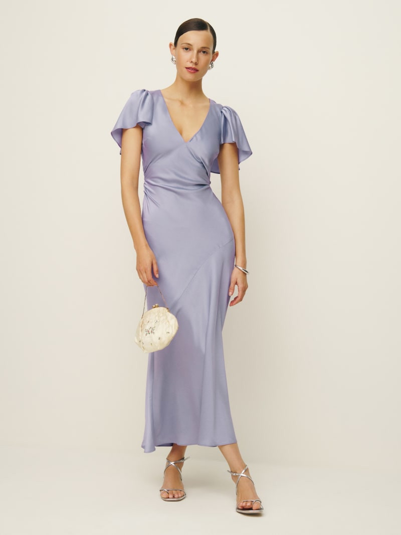 halter gown dresses Rinna Satin Halter Maxi Dress / Ivory | MESHKI