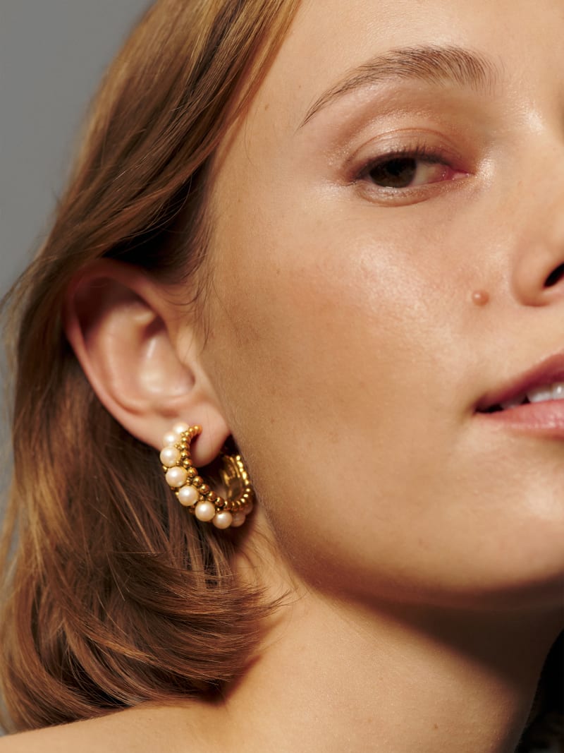 Hoop Earrings Ysl Vintage Earrings SAINT LAURENT Arty Gold-tone