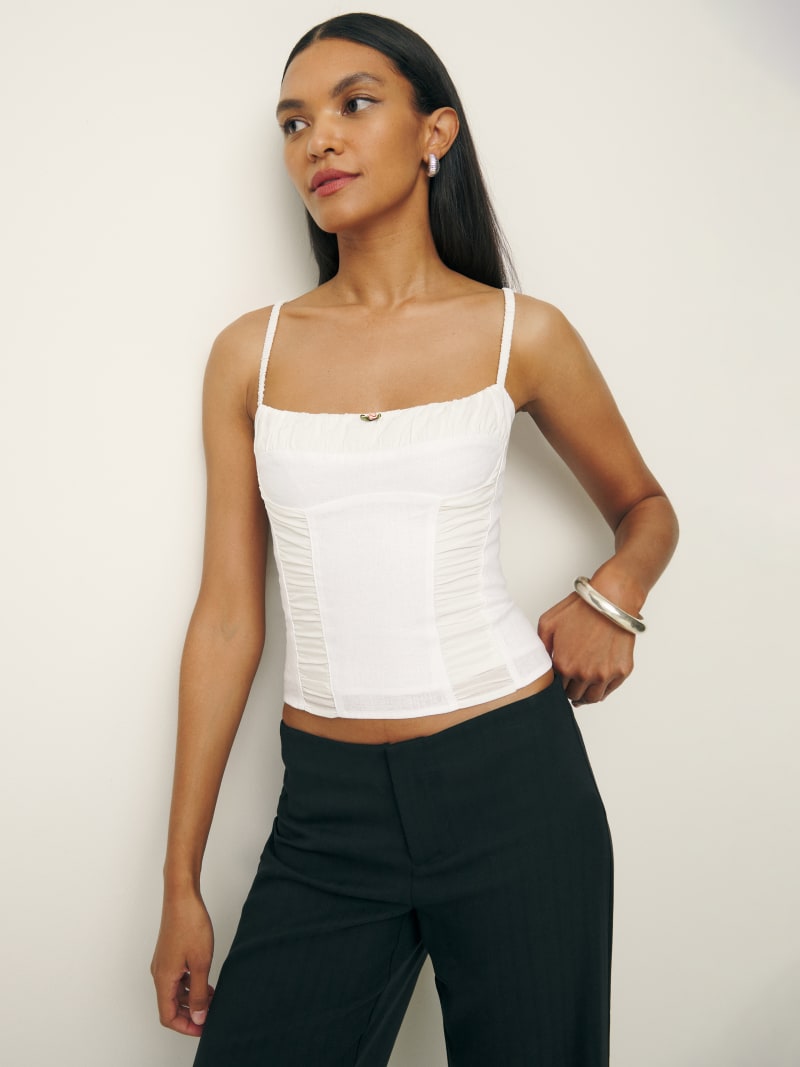 トップス Reformation / Emerald Linen Top / Size 8 Reformation Emery Linen Top | Shopbop
