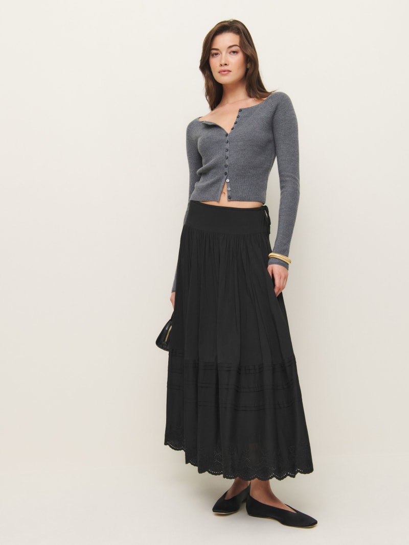Jupe Longue Reformation En Soie Saumon - Taille 2, Coupe Midi, état Parfait Occasion