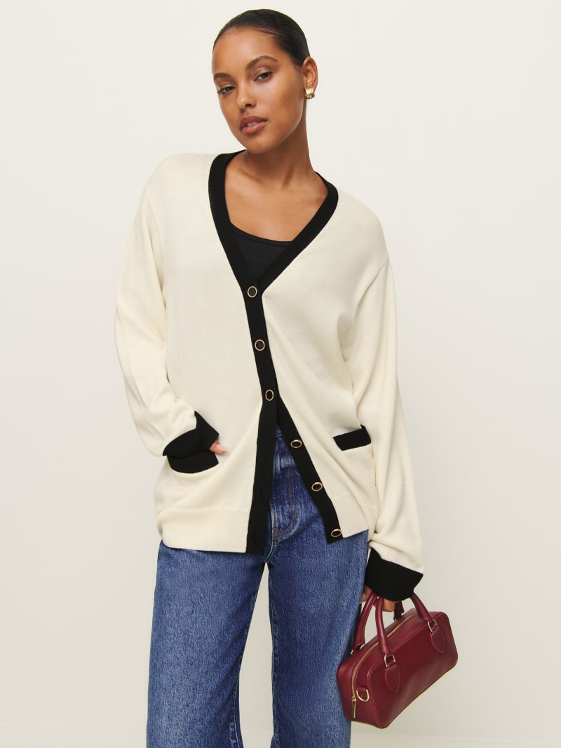 Washable merino boyfriend cardigan sweater discount