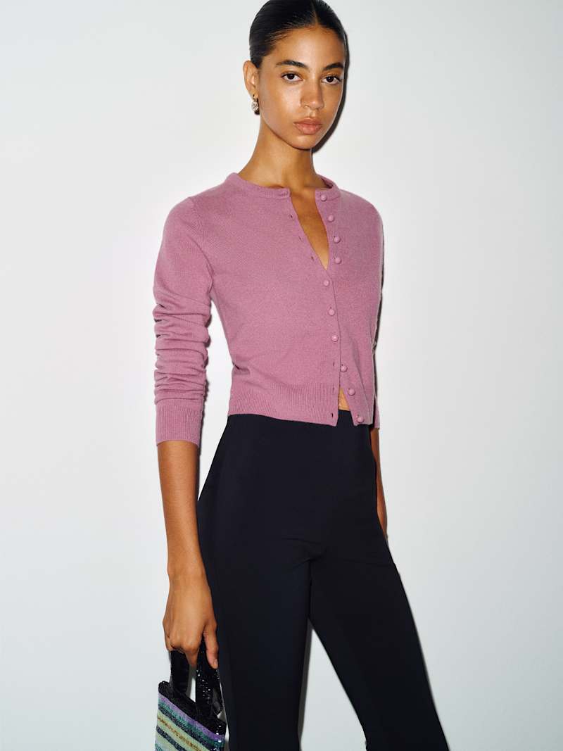 Caspia Cashmere Cropped Cardigan