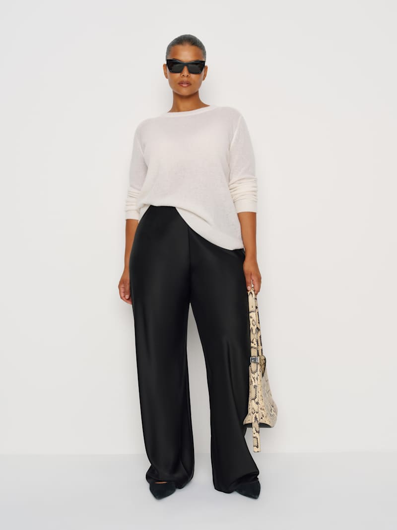 Gale Satin Mid Rise Bias Pant Es