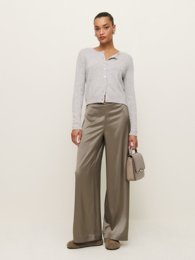 Petites Norah Wide Leg Satin Pant