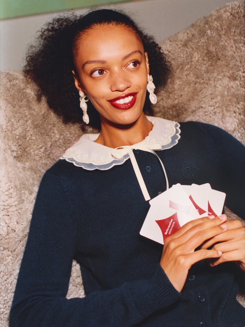 シュリンプス Shrimps リボンデザイン ニットカーディガン アルパカ混 シュリンプス Shrimps リボンデザイン ニットカーディガン アルパカ混