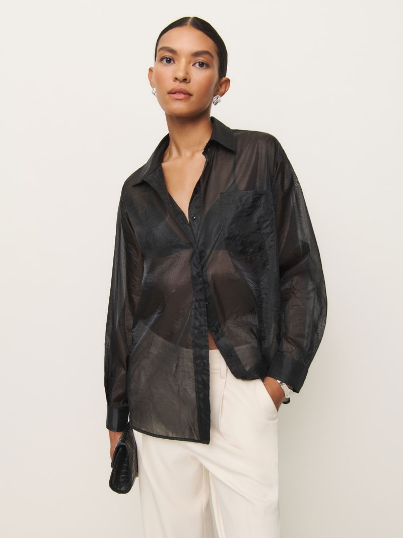 全国宅配無料 Eli Oversized Sheer Shirt トップス
