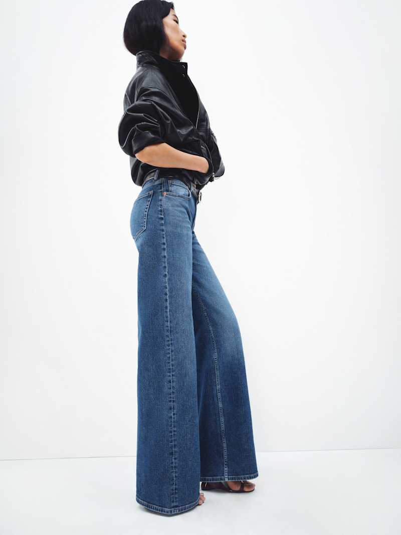 Greta Super Stretch Low Rise Wide Leg Jeans