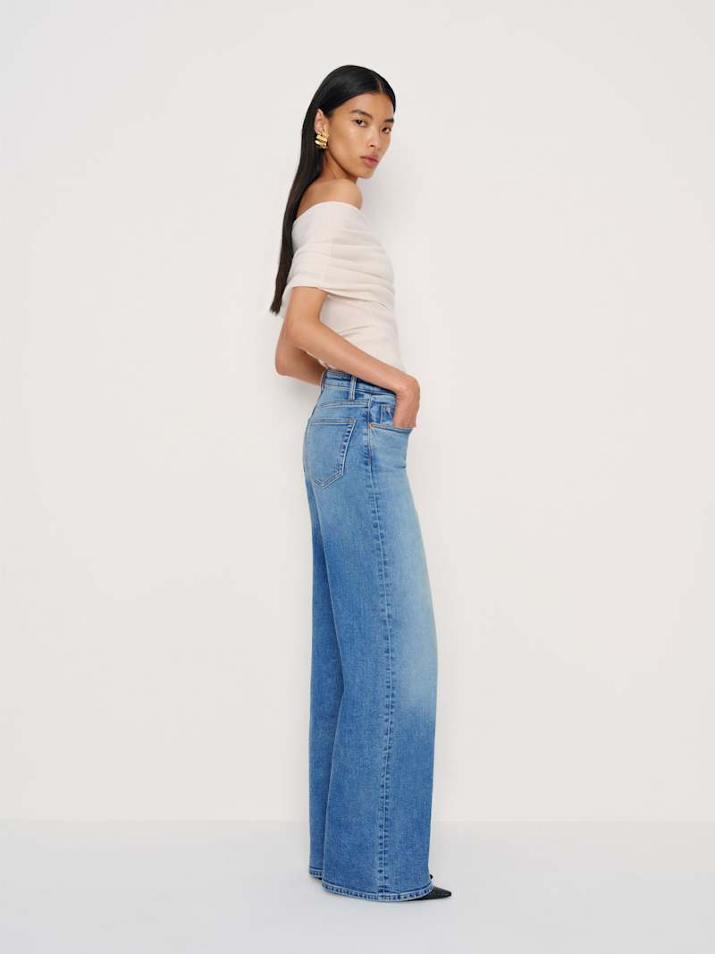 Greta Super Stretch Low Rise Wide Leg Jeans