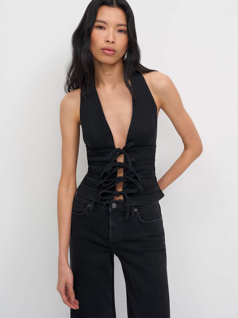 Kyleigh Denim Halter Top from Reformation - $178