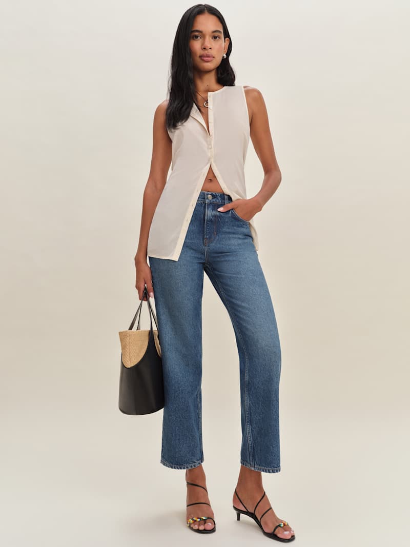Arleth Mid Rise Straight Leg Cropped Jeans