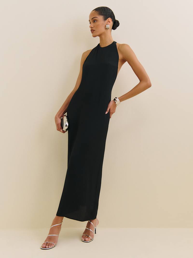 cowl neck evening dress Cowl Neck Long Dress With Sash – DUNTERY