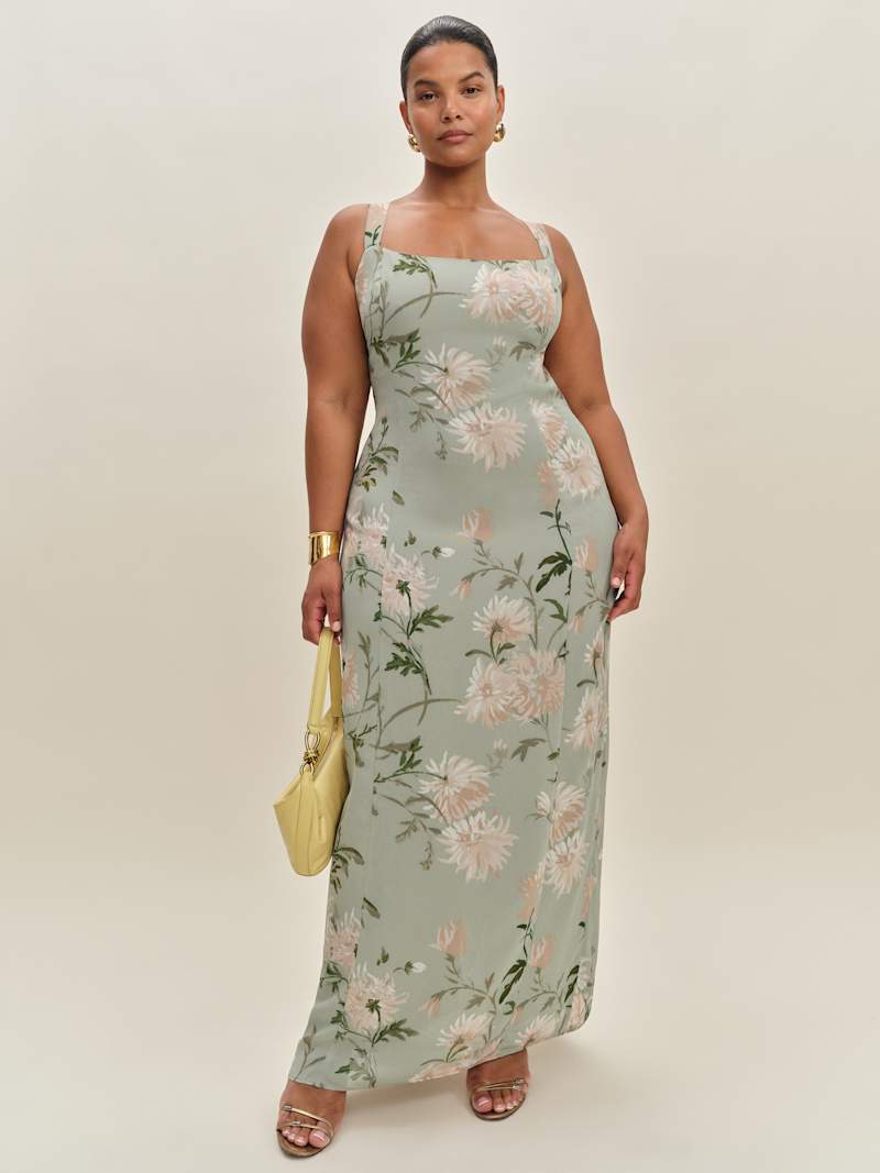 reformation chime open-back maxi dress Reformation Chime Maxi Dress In Ice Water - 50% Off