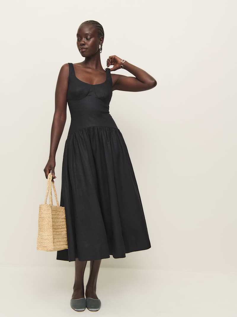 green emerald velvet dress Asymmetrical Neckline Crepe Midi Dress Navy – Roland Mouret
