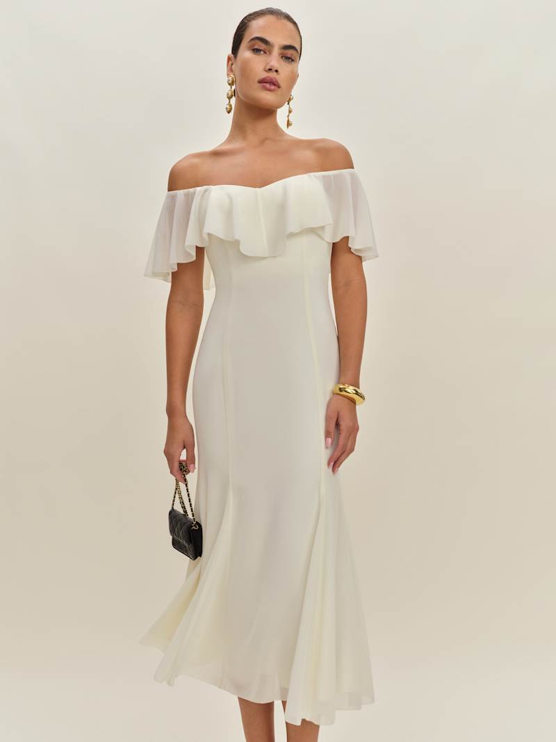silence + noise destin dolman off-the-shoulder mini dress Kailynn Off-Shoulder A-Line Mini Dress White