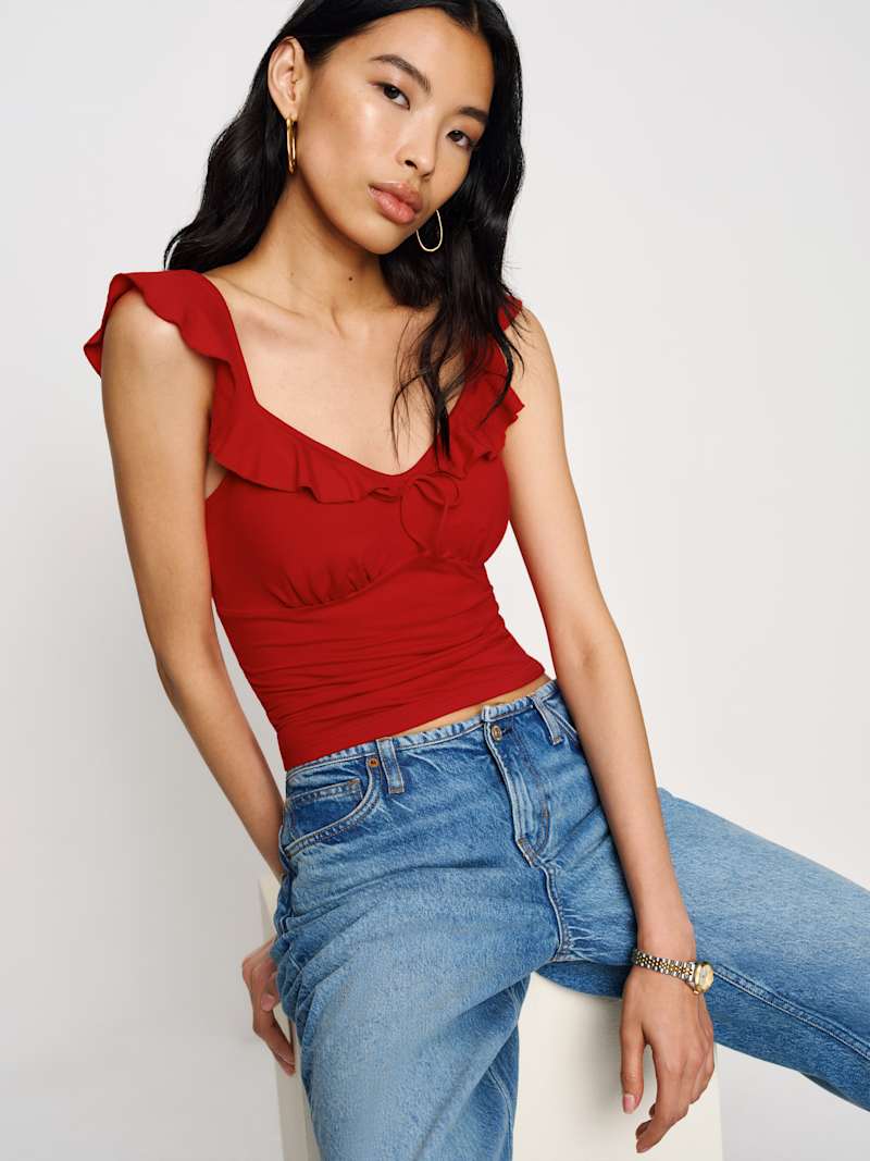トップス REFORMATION Kemmy Black Top Reformation Black Tops | Shopbop